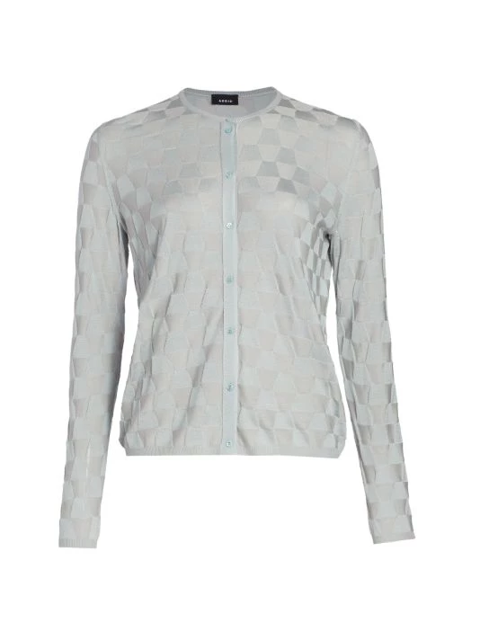 Akris Silk Trapezoid Cardigan Mint Clay 6 Akris Silk Trapezoid Cardigan Mint Clay - Image 4