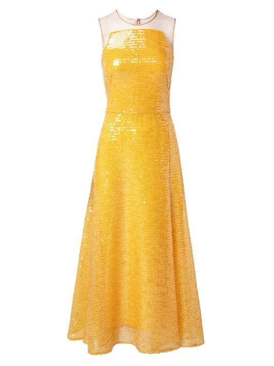 Akris Sleeveless Sequin-Embroidered Gown Limoncello 5 Akris Sleeveless Sequin-Embroidered Gown Limoncello - Image 3