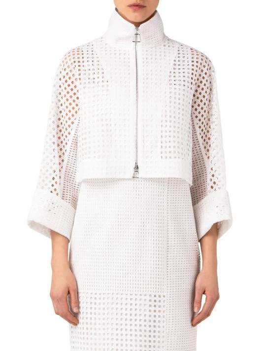 Akris Cotton Broderie Anglaise Cropped Jacket 5 Akris Cotton Broderie Anglaise Cropped Jacket - Image 3