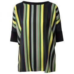 Akris Boxy Striped-Front Top