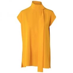 Akris Silk Crepe Tie-Neck Blouse