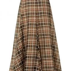 Akris Cotton & Silk Organza Plaid Skirt