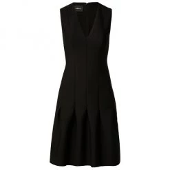Akris V-Neck Pleated Fit-&-Flare Dress