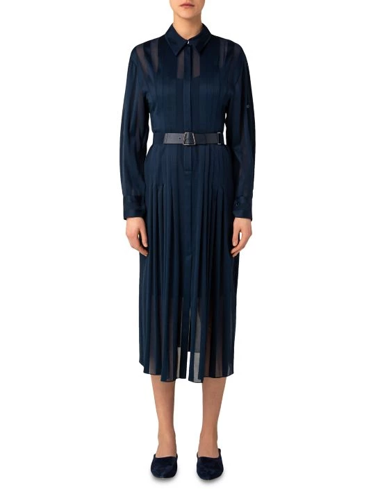 Akris Belted Semi-Sheer Striped Shirtdress 4 Akris Belted Semi-Sheer Striped Shirtdress - Image 2