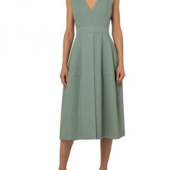 Akris V-Neck Linen Crepe A-Line Dress -Akris Sales Shop unnamed file 1272