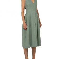 Akris V-Neck Linen Crepe A-Line Dress -Akris Sales Shop unnamed file 1273