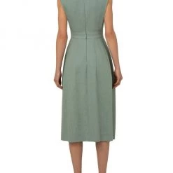Akris V-Neck Linen Crepe A-Line Dress -Akris Sales Shop unnamed file 1274