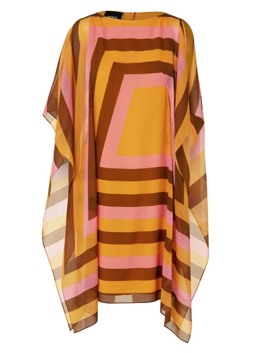 Akris Trapezoid Silk Crepe Cape Dress 3 Akris Trapezoid Silk Crepe Cape Dress