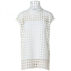 Akris Embroidered Cutout Mockneck Top