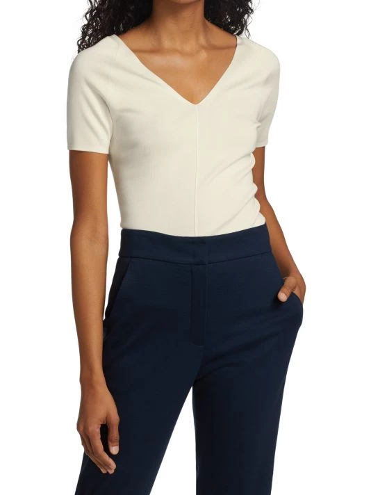 Akris Silk Stretch V-Neck Knit Top 4 Akris Silk Stretch V-Neck Knit Top - Image 2