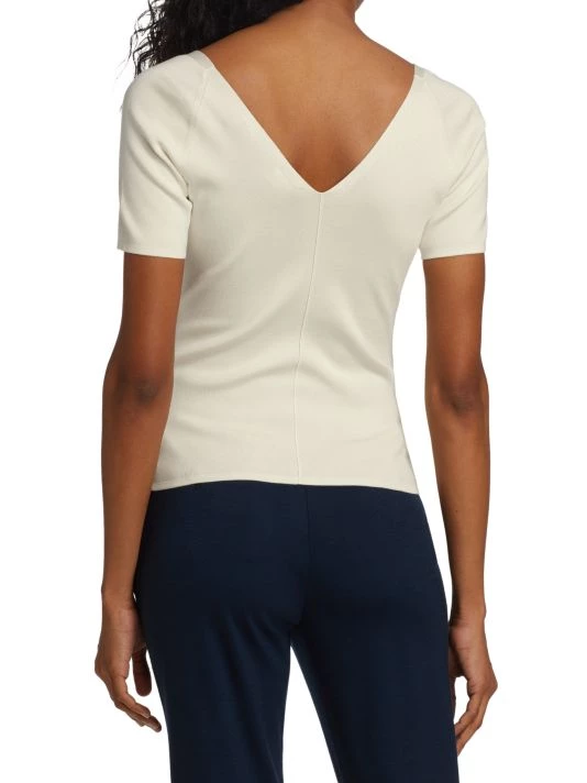 Akris Silk Stretch V-Neck Knit Top 6 Akris Silk Stretch V-Neck Knit Top - Image 4