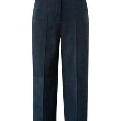 Akris Suede Wide-Leg Ankle-Crop Pants