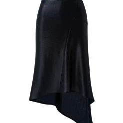 Akris Asymmetric Metallic Satin Midi-Skirt