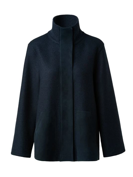 Akris Goat Leather Trim Cashmere Coat 3 Akris Goat Leather Trim Cashmere Coat