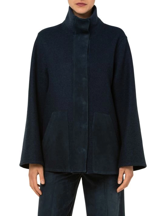 Akris Goat Leather Trim Cashmere Coat 5 Akris Goat Leather Trim Cashmere Coat - Image 3