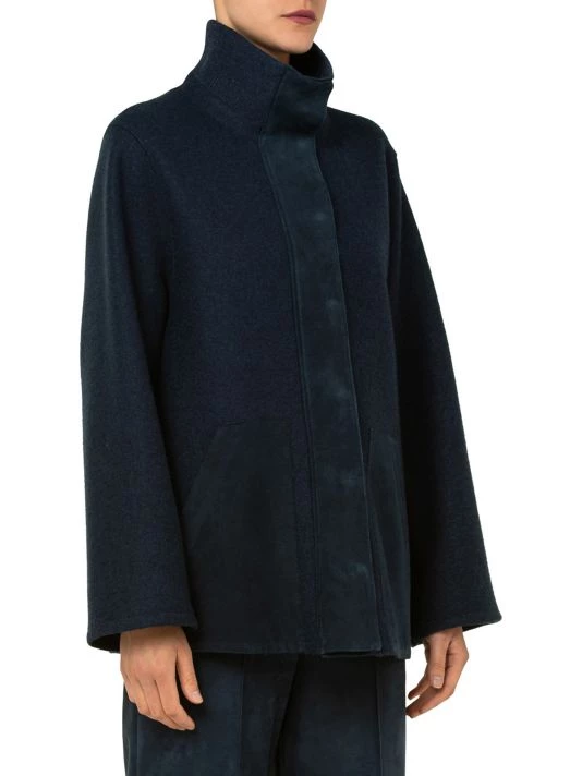 Akris Goat Leather Trim Cashmere Coat 6 Akris Goat Leather Trim Cashmere Coat - Image 4