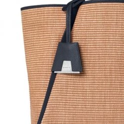 Akris Medium Alex Leather-Trimmed Raffia Tote Camel Blossom -Akris Sales Shop unnamed file 23