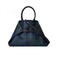 Akris Ai Plaid Woven Leather Top-Handle Bag