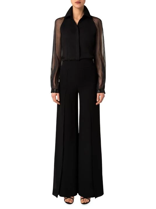 Akris Sequin-Embroidered Sheer-Sleeve Blouse 4 Akris Sequin-Embroidered Sheer-Sleeve Blouse - Image 2