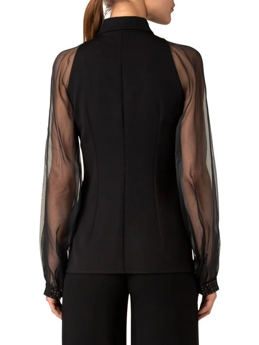 Akris Sequin-Embroidered Sheer-Sleeve Blouse 7 Akris Sequin-Embroidered Sheer-Sleeve Blouse - Image 5