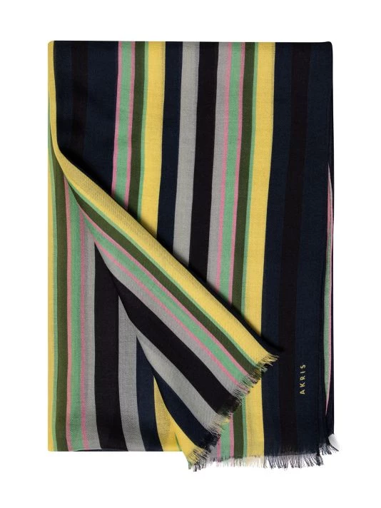 Akris Striped Cashmere & Silk Scarf 4 Akris Striped Cashmere & Silk Scarf - Image 2