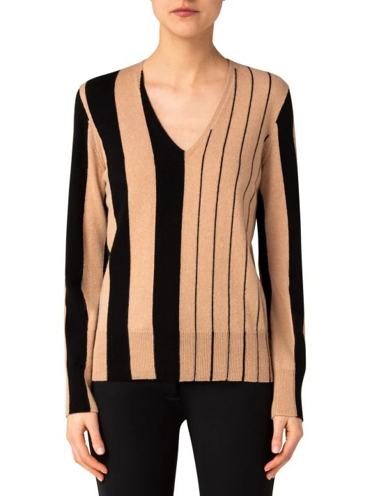 Akris Striped V-Neck Cashmere Sweater 5 Akris Striped V-Neck Cashmere Sweater - Image 3