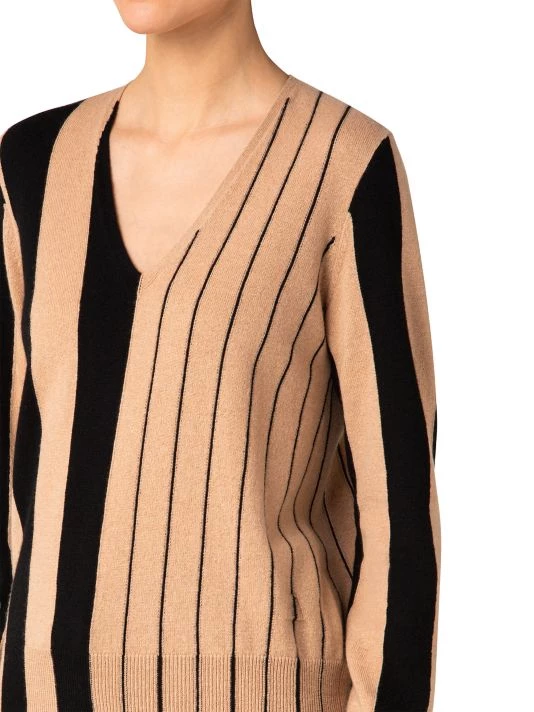 Akris Striped V-Neck Cashmere Sweater 8 Akris Striped V-Neck Cashmere Sweater - Image 6