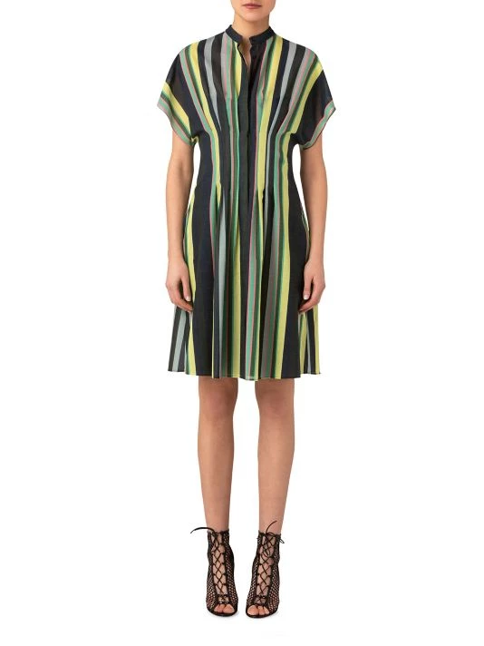 Akris Pleated Striped Knee-Length Dress 4 Akris Pleated Striped Knee-Length Dress - Image 2