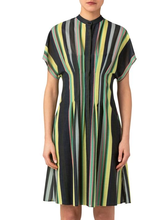 Akris Pleated Striped Knee-Length Dress 5 Akris Pleated Striped Knee-Length Dress - Image 3