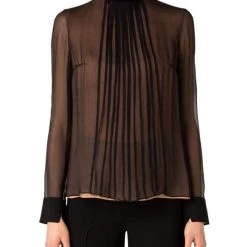 Akris Pleated Long-Sleeve Blouse -Akris Sales Shop unnamed file 539