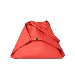 Akris Medium Ai Leather Shoulder Bag Silver Grey