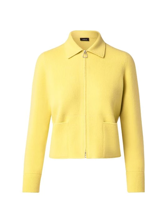 Akris Cashmere Piqué Cardigan Limoncello 3 Akris Cashmere Piqué Cardigan Limoncello