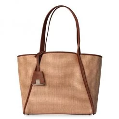 Akris Small Alex Leather-Trimmed Raffia Tote