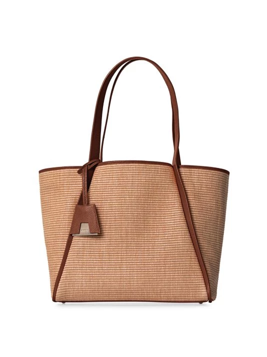 Akris Small Alex Leather-Trimmed Raffia Tote 3 Akris Small Alex Leather-Trimmed Raffia Tote