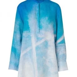 Akris St. Gallen Sky Linen & Silk Tunic