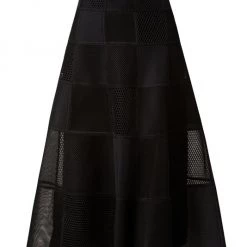 Akris Grid Patchwork A-Line Midi-Skirt