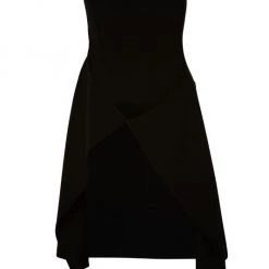 Akris Strapless Double-Face Apron Tunic